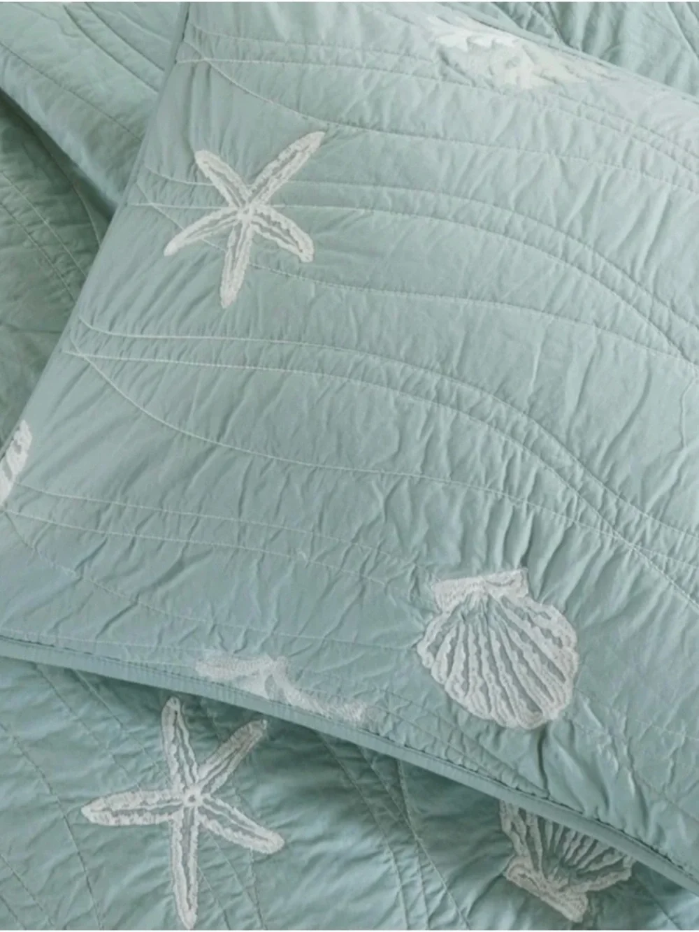 NWT Harbor House Seaside 4 Piece Quilt Set Seafoam Coastal Embroidered